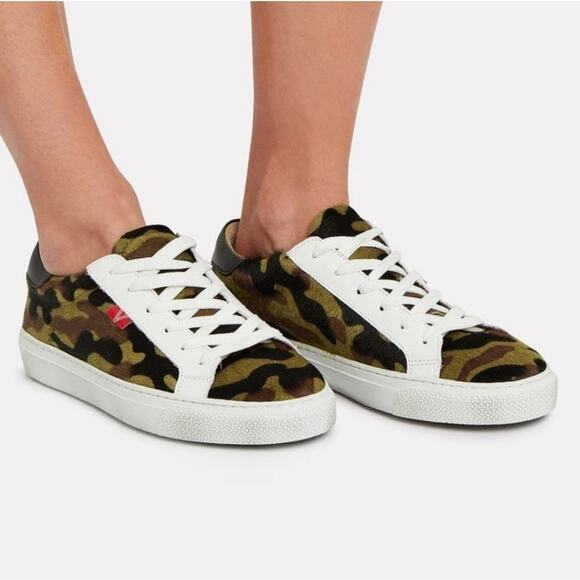 Veronica Beard Green Sami Camo Skater Sneakers Size 7 / 37